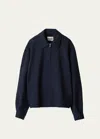 MIU MIU LOGO-EMBROIDERED ZIP UP WOOL BOMBER JACKET