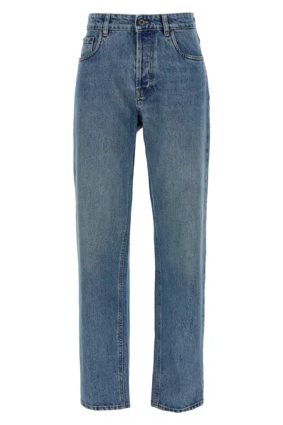 Miu Miu Logo Embroidery Jeans In Blue