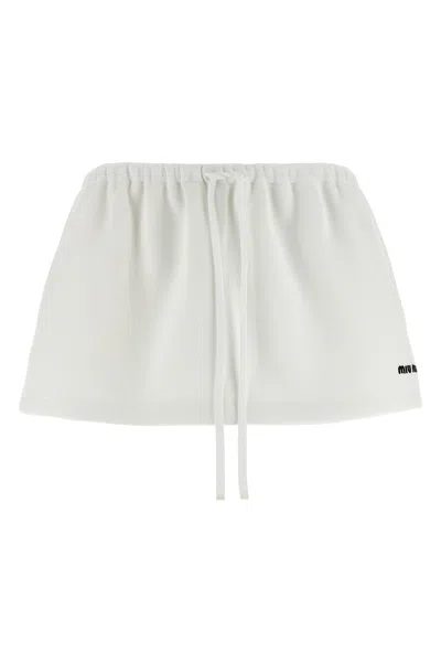 Miu Miu Logo Embroidery Skirt In Multi