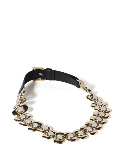 Miu Miu Leather And Metal Belt In Black