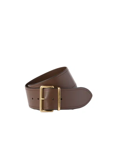 Miu Miu Logo-engraved Buckle Belt In Brown