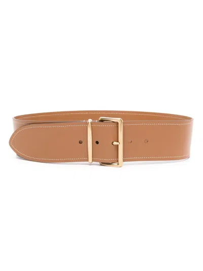 Miu Miu Logo-engraved Buckle Leather Belt In Blue