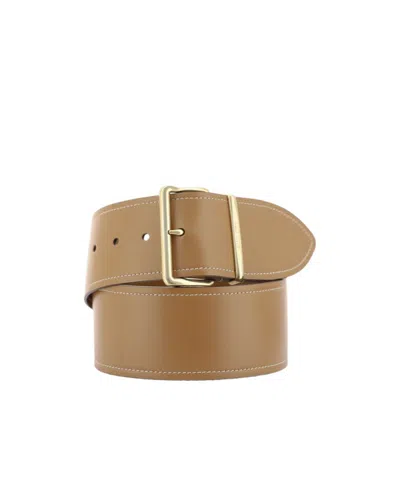Miu Miu Logo-engraved Buckle Leather Belt In Green