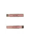 Miu Miu Logo-engraved Hair Clips (pack Of Two) In Pink