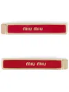 Miu Miu Logo-engraved Hairclip (pack Of Two) In Red