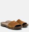 Miu Miu Logo Suede Slides In Brown