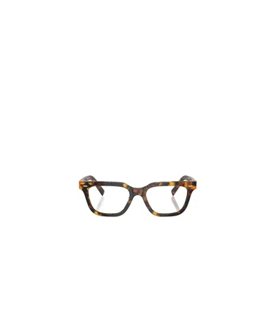 Miu Miu Logo Flat Mirror In Honey Havana