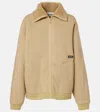 Miu Miu Logo Fleece Blouson In Brown