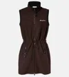 Miu Miu Mini Dress With Drawstring Waist And High Collar In Black