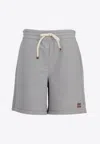 Miu Miu Logo Fleece Shorts In Gray