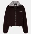 Miu Miu Logo Gabardine Bomber Jacket In Brown