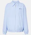 Miu Miu Gingham Cotton Collared Zip Jacket In Blue