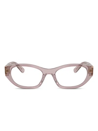 Miu Miu Logo Glasses In Brown