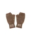 Miu Miu Wool And Mohair Gloves In Brown