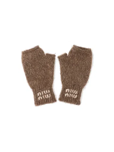 MIU MIU LOGO GLOVES