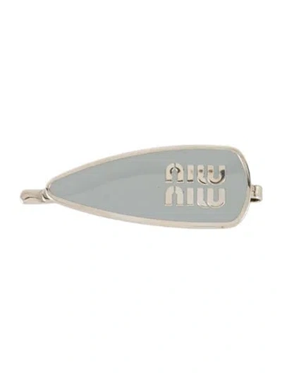 Pre-owned Miu Miu Logo Hair Accesory In Gray