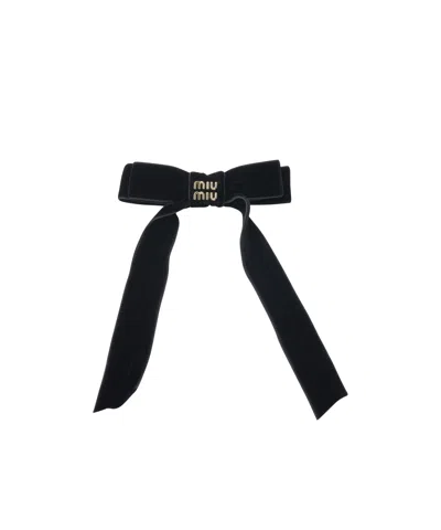 Miu Miu Logo Hair Accessories In Black