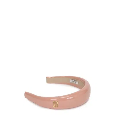 Miu Miu Logo Hair Accessories In Pink