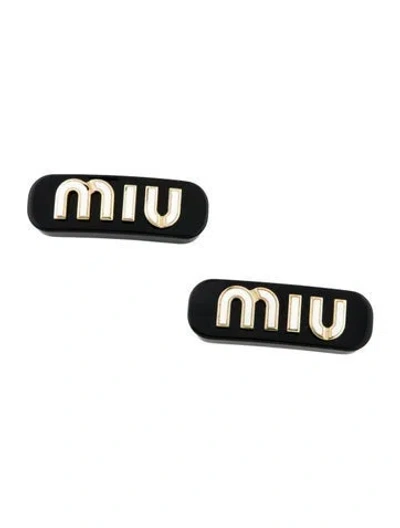 Pre-owned Miu Miu Logo Hair Clip In Black