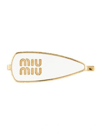 Pre-owned Miu Miu Logo Hairclip In White