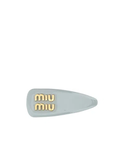 Miu Miu Logo Hairpin In Green