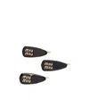 Miu Miu Logo Hairpin Three-piece Set In Black