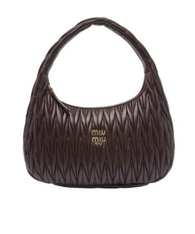 Miu Miu Logo Handbag In Black
