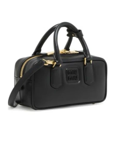 Miu Miu Logo Handbag In Black
