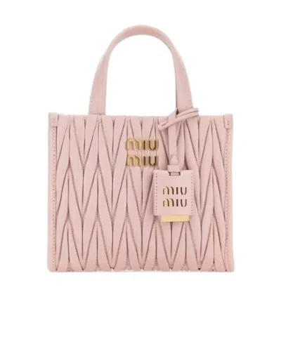 Miu Miu Logo Handbag In Pink
