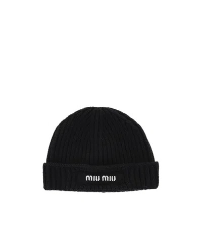 Miu Miu Logo Hat In Black
