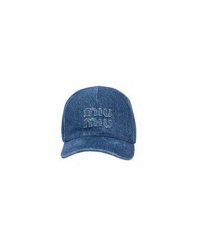 Miu Miu Logo Hat In Blue