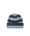 Miu Miu Striped Mohair Blend Beanie With Ribbed Cuff In Blue