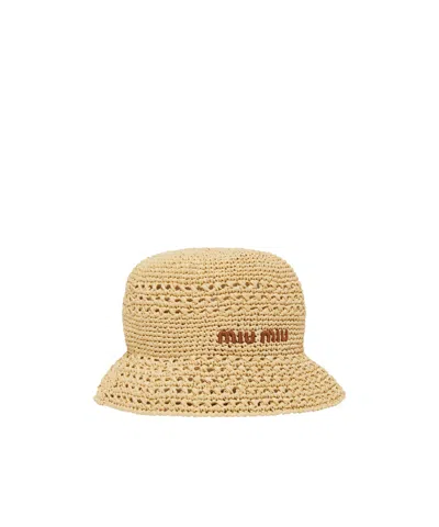 Miu Miu Logo Hat In Natural