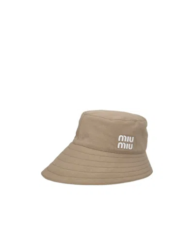 Miu Miu Logo Hat In Nude | ModeSens