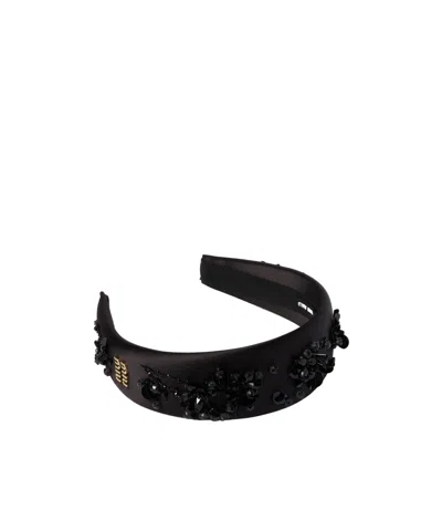 Miu Miu Logo Headband In Black