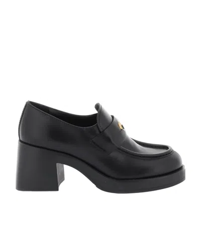Miu Miu Logo High Heels In Black | ModeSens