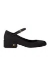 Miu Miu Canvas Leather-lined Mary Jane Pumps In Black