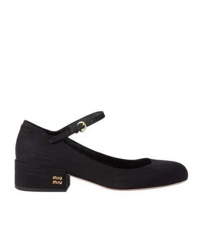 Miu Miu Logo High Heels In Black