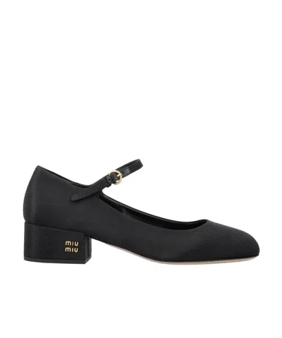 Miu Miu Logo High Heels In Black