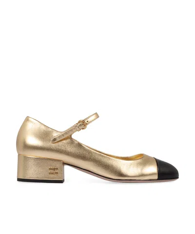 Miu Miu Logo High Heels In Nude