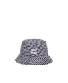 Miu Miu Logo Houndstooth Bucket Cap In Gray