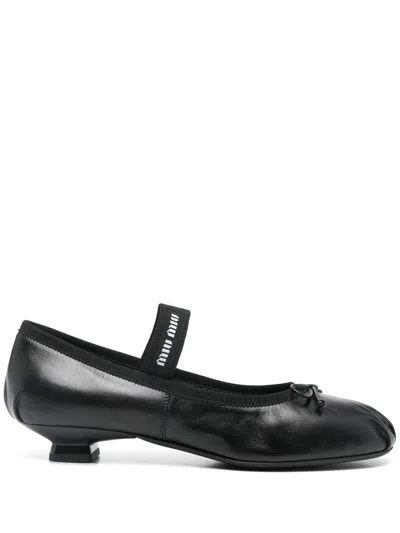 MIU MIU MIU MIU LOGO-INTARSIA BALLET FLATS