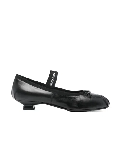 MIU MIU LOGO-INTARSIA BALLET FLATS