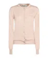 Miu Miu Logo-intarsia Cardigan In Nude