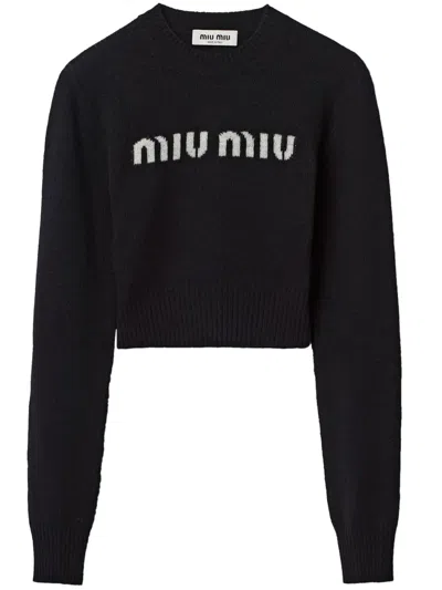 MIU MIU LOGO-INTARSIA CASHMERE JUMPER