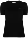 Miu Miu Logo-intarsia Knitted Cashmere Top In Schwarz