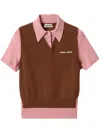 Miu Miu Short-sleeved Cashmere Polo Sweater In Brown