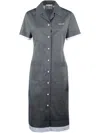 Miu Miu Logo-intarsia Shirtdress In Grau