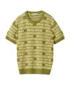 Miu Miu Logo-intarsia Striped Jumper In Green
