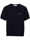 Miu Miu Logo-intarsia T-shirt In Blue